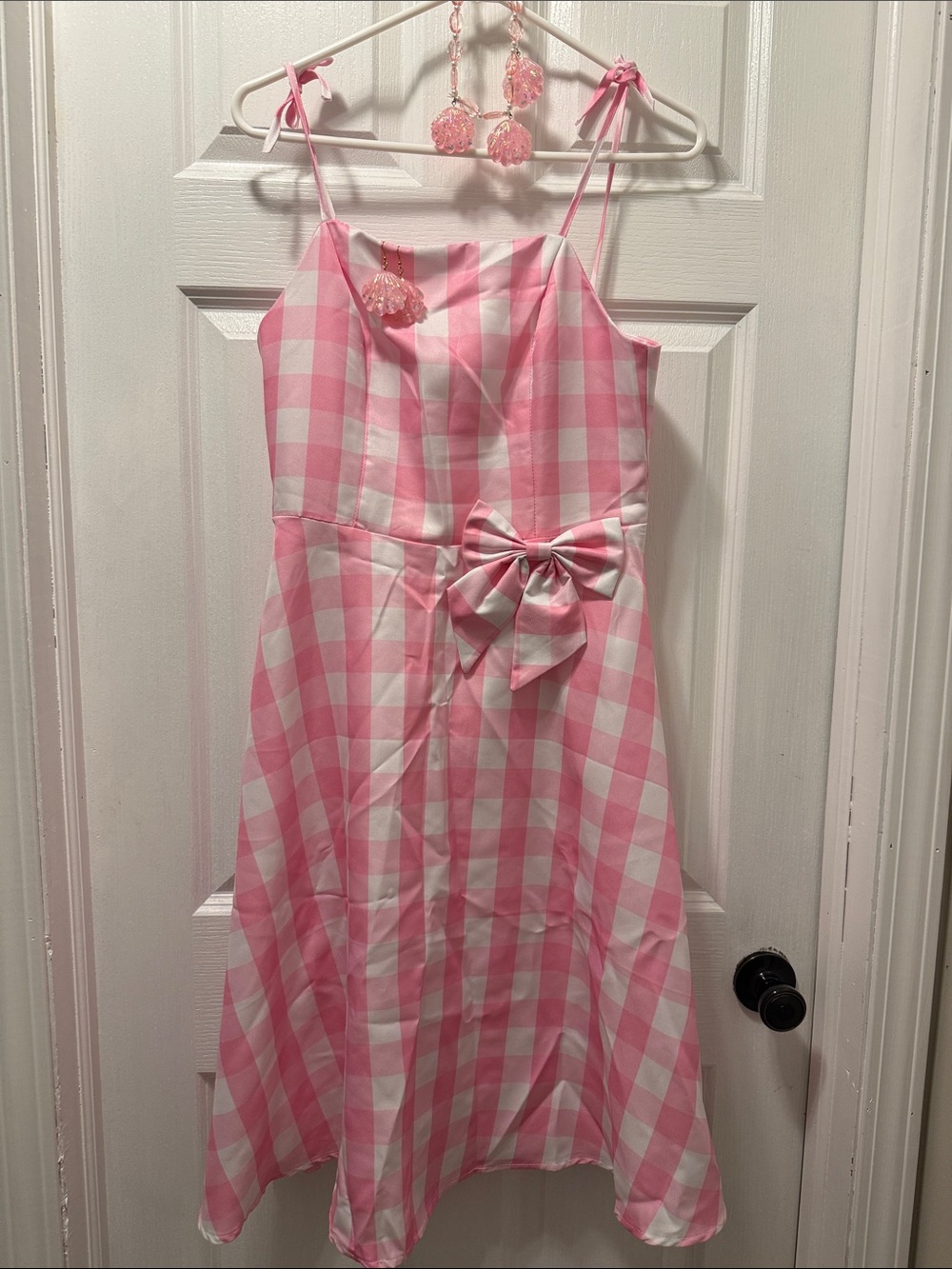Barbie Women’s pink Gingham Bow Strap for Halloween